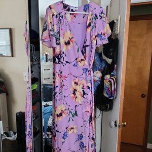 New York & Company Purple Floral Maxi Dress